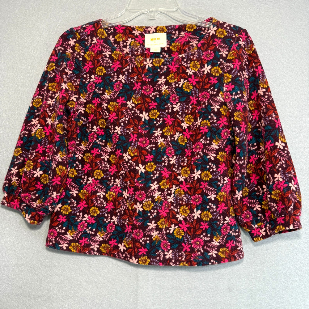 Maeve by Anthropologie Floral Top Size XS Sleeve Bohemian Peasant Cottagecore